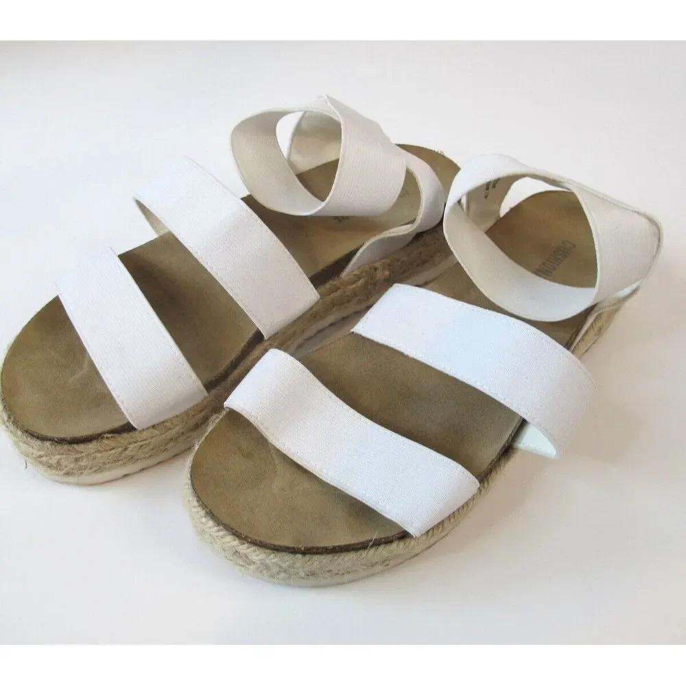 Cushionaire Mandy Elastic White Sandals Woman's Size 9‎ Summer Comfort
